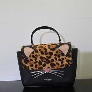 Kate Spade Black and Leopard Cat Satchel